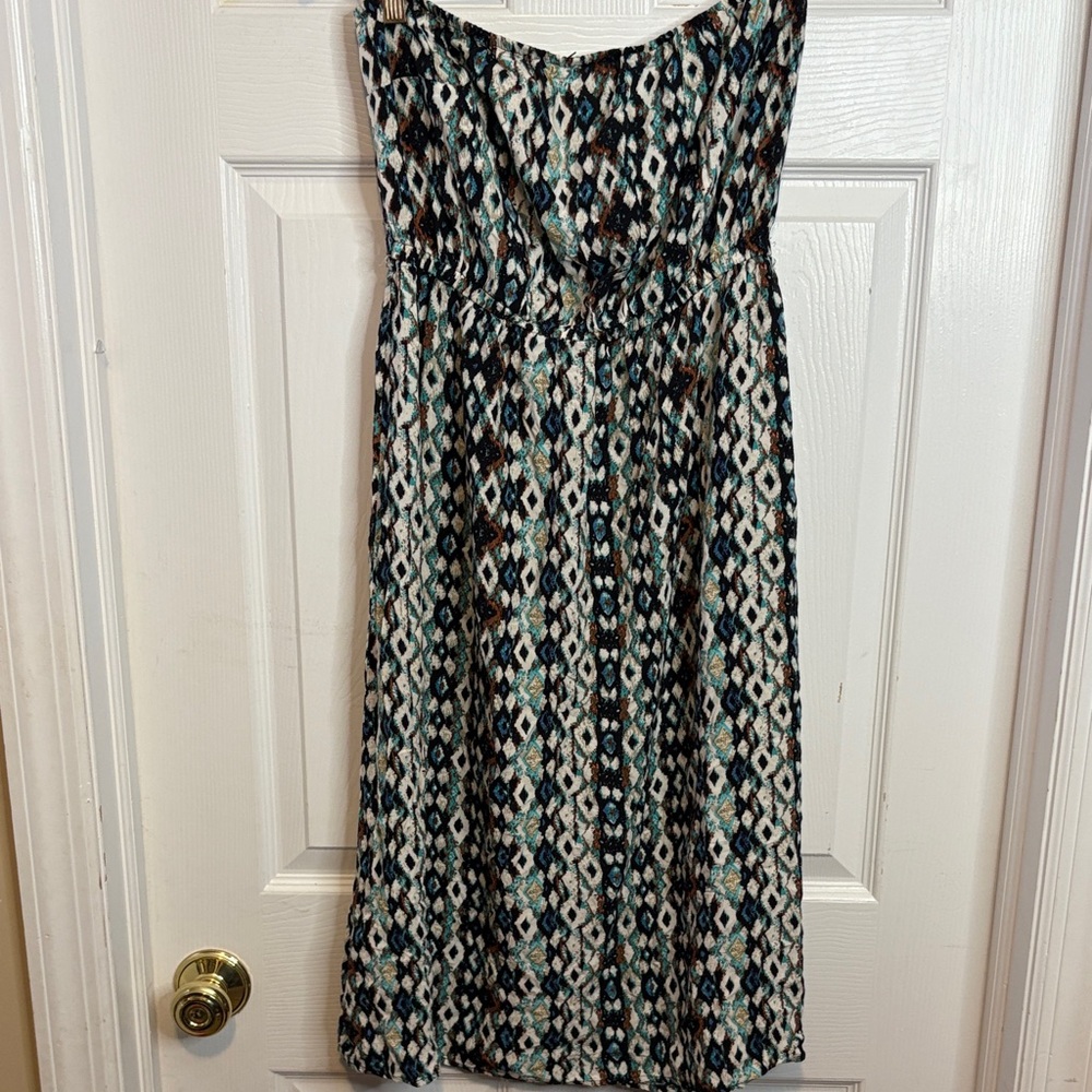 FCNY strapless rayon Multicolor Patterned Dress